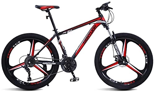 Mountain Bike : HUAQINEI Mountain Bikes, 24 inch mountain bike off-road variable speed racing light bicycle tri- Alloy frame with Disc Brakes (Color : Black red, Size : 24 speed)
