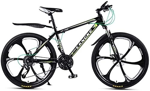 Mountain Bike : HUAQINEI Mountain Bikes, 24-inch mountain bike variable speed male and female mobility six-wheel bicycle Alloy frame with Disc Brakes (Color : Dark green, Size : 21 speed)