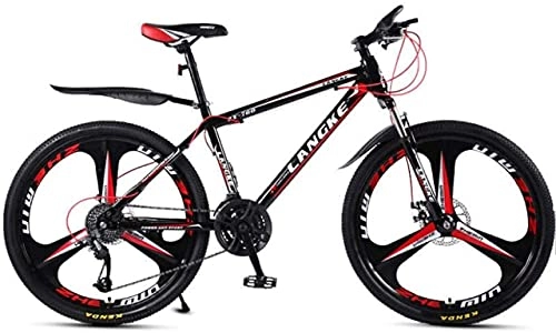 Mountain Bike : HUAQINEI Mountain Bikes, 24 inch mountain bike variable speed male and female three-wheeled bicycle Alloy frame with Disc Brakes (Color : Black red, Size : 30 speed)