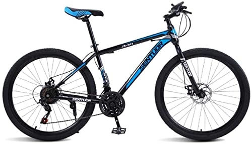 Mountain Bike : HUAQINEI Mountain Bikes, 24-inch spoke wheel for mountain bike, off-road variable speed racing light bicycle Alloy frame with Disc Brakes (Color : Black blue, Size : 21 speed)