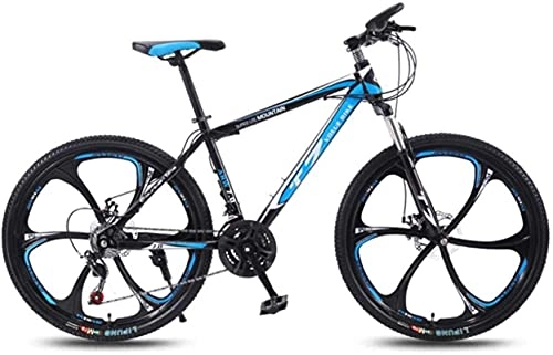 Mountain Bike : HUAQINEI Mountain Bikes, 26 inch bicycle mountain bike adult variable speed light bicycle six wheels Alloy frame with Disc Brakes (Color : Black blue, Size : 27 speed)