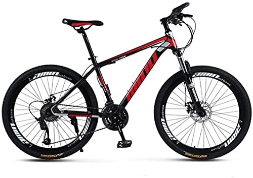 Mountain Bike : HUAQINEI Mountain Bikes, 26 inch male and female adult variable speed mountain bike racing spoke wheel bicycle Alloy frame with Disc Brakes (Color : Black red, Size : 27 speed)