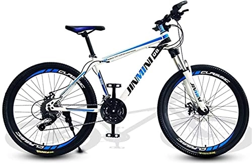Mountain Bike : HUAQINEI Mountain Bikes, 26 inch mountain bike adult men and women variable speed mobility bicycle 40 wheels Alloy frame with Disc Brakes (Color : White blue, Size : 30 speed)