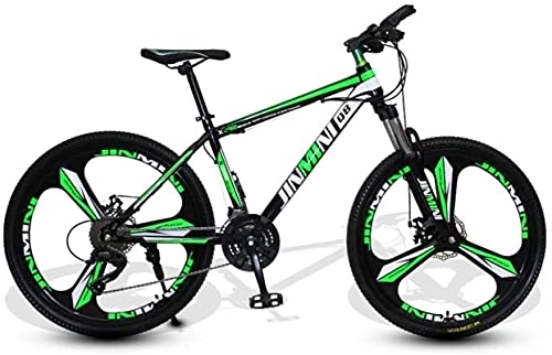 Mountain Bike : HUAQINEI Mountain Bikes, 26 inch mountain bike adult men's and women's variable speed travel bicycle three-knife wheel Alloy frame with Disc Brakes (Color : Dark green, Size : 27 speed)