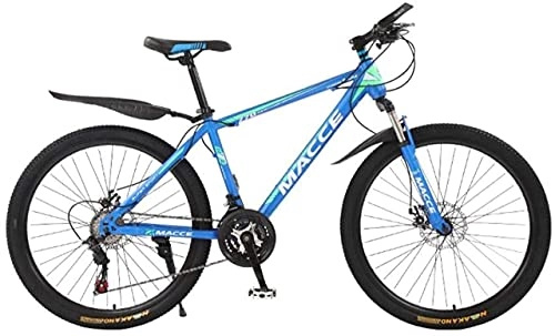 Mountain Bike : HUAQINEI Mountain Bikes, 26 inch mountain bike bicycle male and female adult variable speed spoke wheel shock-absorbing bicycle Alloy frame with Disc Brakes (Color : Blue, Size : 21 speed)