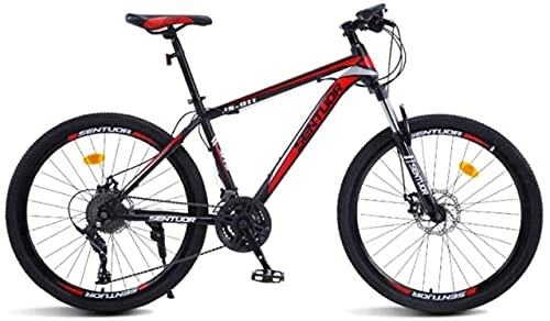 Mountain Bike : HUAQINEI Mountain Bikes, 26 inch mountain bike cross-country variable speed racing light bicycle 40 wheels Alloy frame with Disc Brakes (Color : Black red, Size : 30 speed)