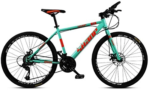 Mountain Bike : HUAQINEI Mountain Bikes, 26 inch mountain bike male and female adult super light variable speed bicycle spoke wheel Alloy frame with Disc Brakes (Color : Green, Size : 27 speed)