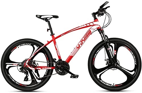 Mountain Bike : HUAQINEI Mountain Bikes, 26 inch mountain bike male and female adult ultralight racing light bicycle tri- Alloy frame with Disc Brakes (Color : Red, Size : 30 speed)