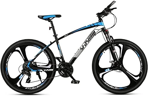 Mountain Bike : HUAQINEI Mountain Bikes, 26 inch mountain bike male and female adult ultralight racing light bicycle tri- No. 1 Alloy frame with Disc Brakes (Color : Black blue, Size : 21 speed)