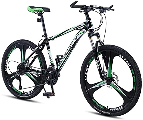 Mountain Bike : HUAQINEI Mountain Bikes, 26 inch mountain bike male and female adult variable speed racing ultra-light bicycle tri- Alloy frame with Disc Brakes (Color : Dark green, Size : 27 speed)
