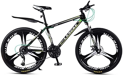 Mountain Bike : HUAQINEI Mountain Bikes, 26 inch mountain bike variable speed male and female three-wheeled bicycle Alloy frame with Disc Brakes (Color : Dark green, Size : 21 speed)