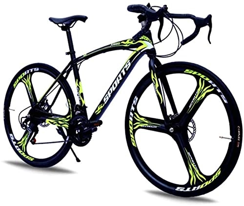 Mountain Bike : HUAQINEI Mountain Bikes, 26-inch road bike with variable speed and double disc brakes, one wheel for racing bicycles Alloy frame with Disc Brakes (Color : Black and yellow, Size : 30 speed)