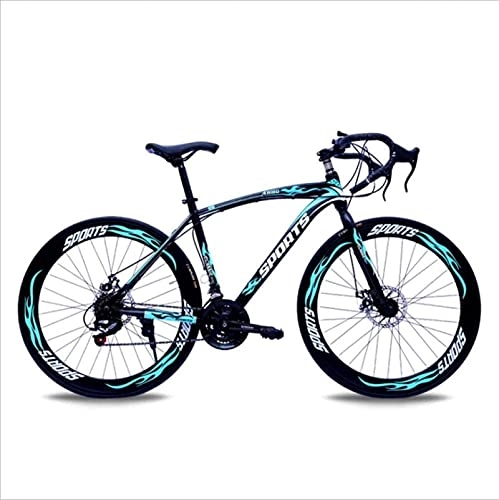 Mountain Bike : HUAQINEI Mountain Bikes, 26-inch road bike with variable speed bend and double disc brakes, racing bike, 60 wheels Alloy frame with Disc Brakes (Color : Dark green, Size : 24 speed)