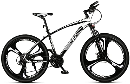 Mountain Bike : HUAQINEI Mountain Bikes, 27.5 inch mountain bike men's and women's adult ultralight racing light bicycle tri- No. 1 Alloy frame with Disc Brakes (Color : Black and white, Size : 30 speed)