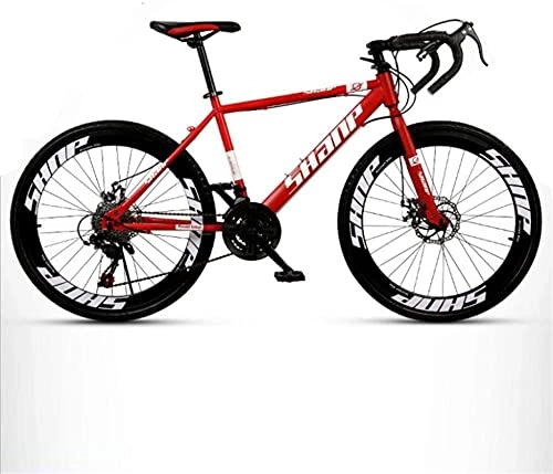 Mountain Bike : HUAQINEI Mountain Bikes, Variable speed dead fly bicycle 27-speed adult lightweight road racing live fly bicycle 60 knife circle wheel Alloy frame with Disc Brakes (Color : Red, Size : 24 inches)