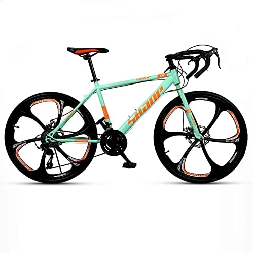 Mountain Bike : HUAQINEI Mountain Bikes, Variable speed dead fly bicycle 27-speed adult lightweight road racing live fly bicycle six wheels Alloy frame with Disc Brakes (Color : Green, Size : 26 inches)