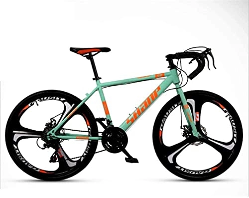 Mountain Bike : HUAQINEI Mountain Bikes, Variable speed dead fly bicycle 27-speed adult lightweight road racing live fly bicycle three-wheel Alloy frame with Disc Brakes (Color : Green, Size : 26 inches)