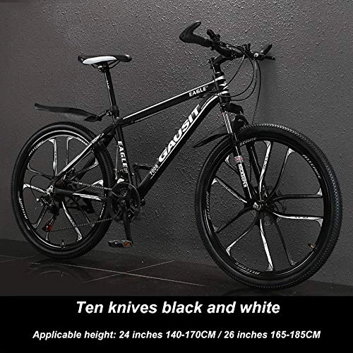 Mountain Bike : HUIGE 24-30 Speed Mountain Bicycle, Lightweight Aluminum Alloy Frame, Shock-Absorbing Front Fork, Kone Disc Brakes, for Mountain Bike Cycling, White, 30 speed