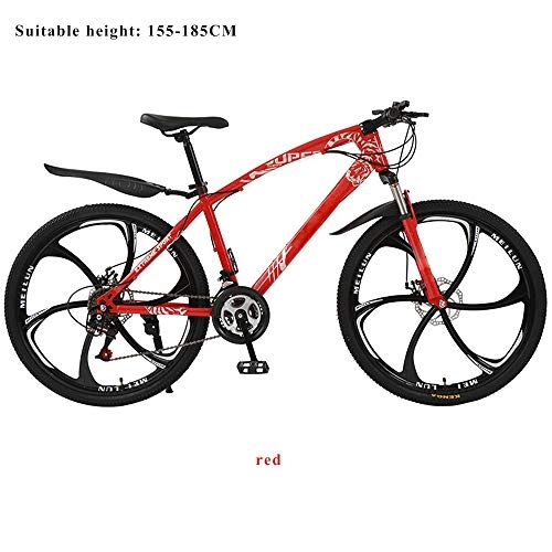 Mountain Bike : HUITAO Carbon Steel Thickened Mountain Bike Shock Absorber, Bicycle 26 Inch 21 Speed Disc Brake Student Car Adult Bicycle, Red, 21 speed