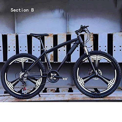 Mountain Bike : HWOEK Adults Mountain Bike, High-Carbon Steel Frame 26 Inch Aluminum Alloy Wheels Travel Bicycle Double Disc Brake 21 / 24 / 27 Speed, Black, C 21 speed