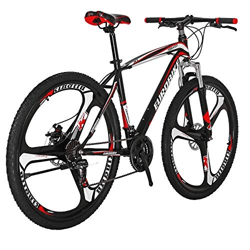 Mountain Bike : Hybike Mountain Bikes HYX1 27.5 Inches 3 Spoke Wheels 21 Speed Mountain Bicycle Dual Disc Brake Bicycle Blackred