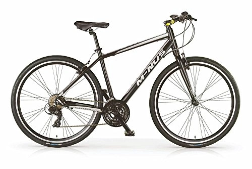 Mountain Bike : Hybrid bike MBM Minus for men, alloy frame, 21 speed, 28 inch wheels, black color, suspension fork available (With suspension fork, (M) 54)