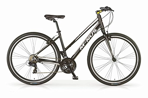 Mountain Bike : Hybrid bike MBM Minus for women, alloy frame, 21 speed, 28 inch wheels, black color, suspension fork available (Without suspension fork, 46)