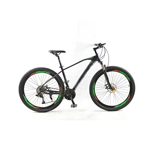 Mountain Bike : IEASEzxc Bicycle Bicycle mountain bike road bike 30-speed aluminum alloy frame variable speed double disc brake bike (Color : 24-Black green)