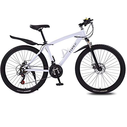 Mountain Bike : Implicitw Mountain bike 21-speed 26-inch dual disc brakes variable speed road bike-26 inch-pure white_24-speed top match