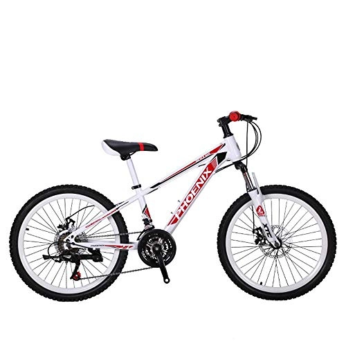 Mountain Bike : Implicitw Mountain bike 21-speed dual disc brake 22 inches black blue black red-22 inches broken wind white red