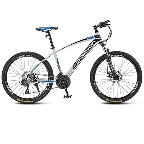 Mountain Bike : Implicitw Mountain bike bicycle off-road racing variable speed road bike top with spoke wheel 26 inch 21 speed-White blue_26 inch 21 speed
