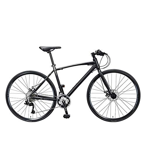 Mountain Bike : Implicitw Road bike aluminum alloy frame 30 speed 700C flat handle straight disc brake-black