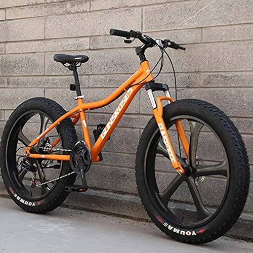 Mountain Bike : JAJU Off-road Mountain Bikes, 26 Inch Fat Tire Hardtail Snowmobile, Dual Suspension Frame and Suspension Fork All Terrain Mountain Bicycle Adult