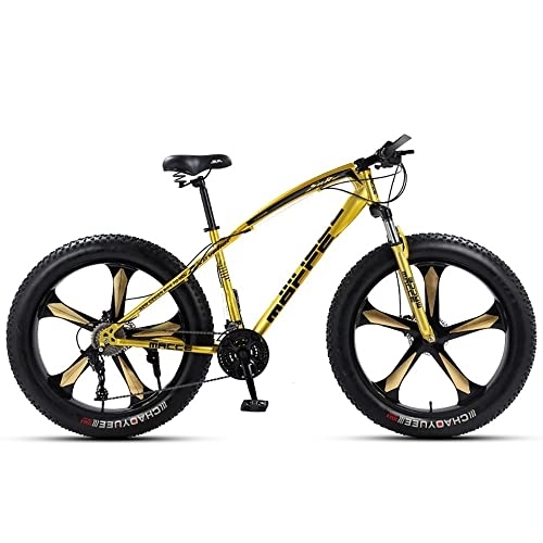 Mountain Bike : JAMCHE 26 * 4.0 Inch Thick Wheel Mountain Bikes, Adult Fat Tire Mountain Trail Bike, 7 / 21 / 24 / 27 / 30 Speed Bicycle, High-carbon Steel Frame, Dual Full Suspension Dual Disc Brake Bicycle