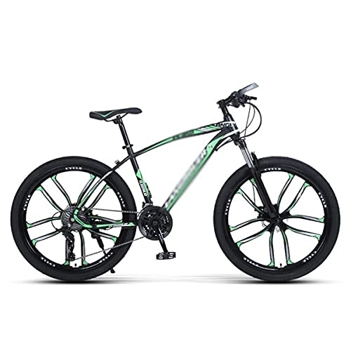 Mountain Bike : JAMCHE 26 inch Adults Mountain Bike High Carbon Steel Full Suspension MTB Bicycle for Adult Dual Disc Brake Outroad Mountain Bicycle for Men Women / Green / 21 Speed