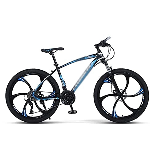 Mountain Bike : JAMCHE 26 inch Mountain Bike All-Terrain Bicycle with Front Suspension Dual Disc Brake Adult Road Bike for Men or Women / Blue / 27 Speed