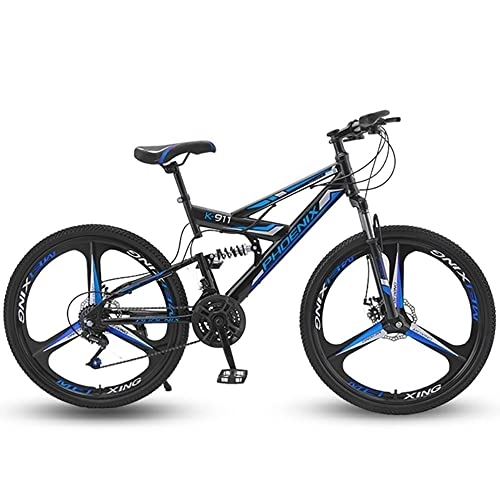 Mountain Bike : JAMCHE 26 Inch Mountain Bike with 21 / 24 / 27 / 30 Speeds, All-Terrain Bicycle with Full Suspension Dual V-Brakes Adjustable Seat for Dirt Sand Snow More, Adult Road Bike for Men or Women