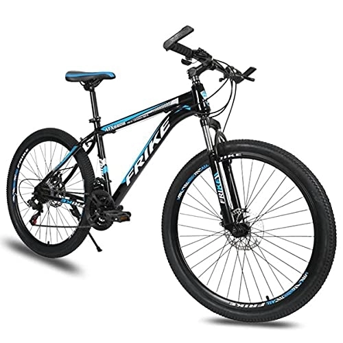 Mountain Bike : JAMCHE Adult Mountain Bike 21 / 24 / 27 Speeds 26-Inch Wheels Aluminum Frame Double Disc Brakes, Multiple Colors / Blue / 24 Speed