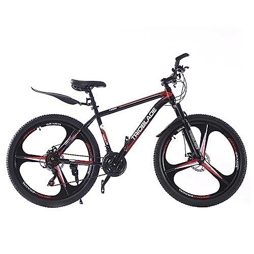 Mountain Bike : Jamiah 27.5 Inch Mountain Bike 3 Spoke Wheels Bicycle, 17.5 Inch Aluminum Frame Mountain Bicycle - Shimano 21 Speeds Disc Brake (Red)