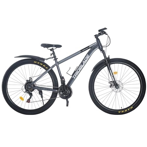 Mountain Bike : Jamiah 29 Inch Adult Mountain Bike Hardtail Trail MTB Bicycle, 17 Inch Aluminum Frame Mountain Bicycle - Shimano 21 Speeds Dual Disc Brake (Grey, Without Rear Rack)