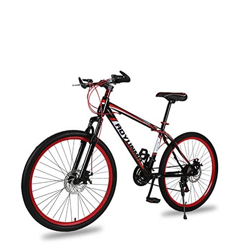 Mountain Bike : JESU 21 Speeds ​​Mountain Bike, 26 inch Double disc brakes damping bicycle, High Carbon Steel Frame, BlackRed