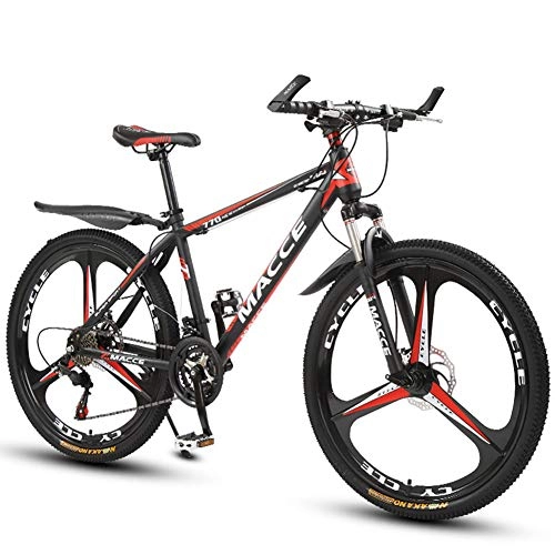 Mountain Bike : JESU Mens Mountain Bike, 26 inch Three cutter wheel with Double disc brake, Front and rear mechanical disc brakes, BlackRed, 24Speed