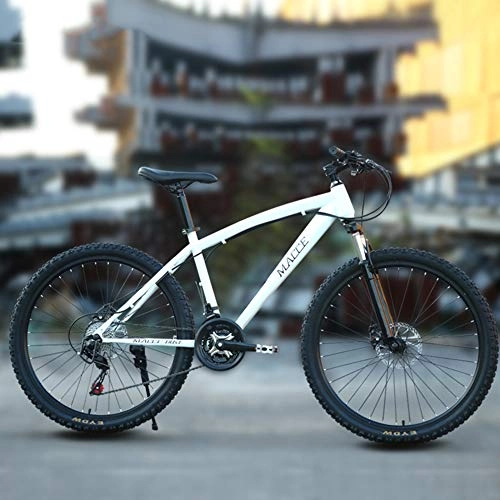 Mountain Bike : JESU Mountain Bike Bicycle 24 inch Dual Disc Brakes, Front and rear mechanical disc brakes, color Variable speed bicycle, White, 27Speed