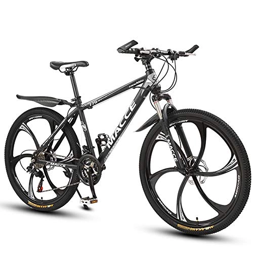 Mountain Bike : JESU Youth and Adult Mountain Bike, High-carbon steel Frame, 21, 24, 27 Speeds, Six cutter wheel, Multiple Colors, BlackSilver 26 inch, 24Speed