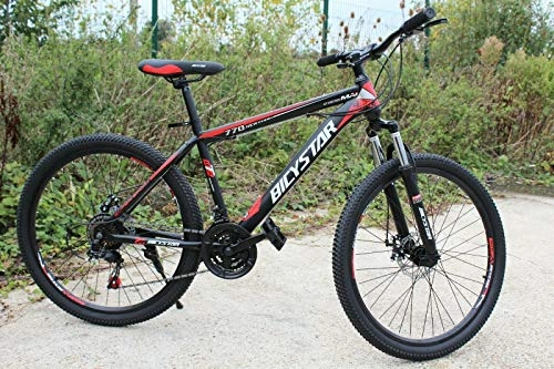 Mountain Bike : JHI Mountain Bike Unisex 26 inch Wheels Bicystar 21 Speed Black with Red