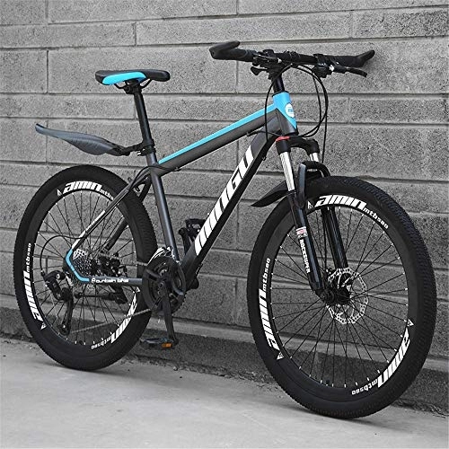 Mountain Bike : JHKGY 27 Speed Mountain Bike, Wheels Dual Suspension Bike, Aluminum Alloy And High Carbon Steel, Full Suspension Disc Brake Outdoor Bikes, for Men Women, blue, 26 inch