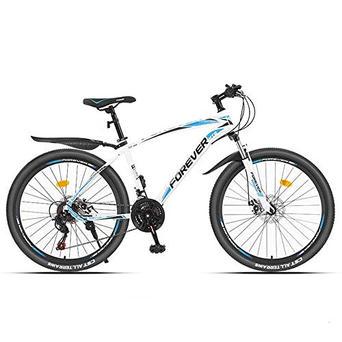 Mountain Bike : JHKGY Mountain Bicycle 27 Speed, Outdoor Bikes, High-Carbon Steel Bicycle, Full Suspension Disc Brake, for Men Women, white, 26inch