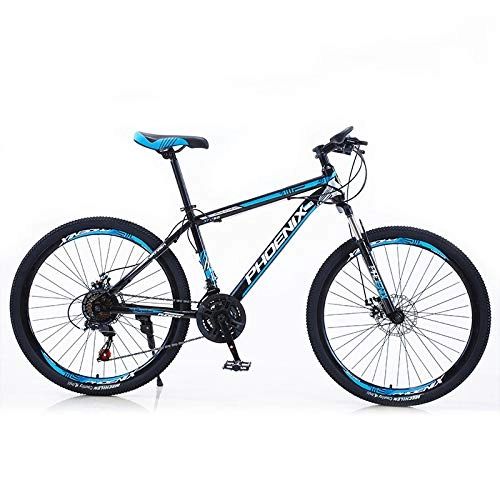 Mountain Bike : JHKGY Mountain Bike 24 / 26 Inches, 27 Speeds Adult MTB, with Adjustable Seat, Spoke Wheel, Full Suspension Disc Brake Outdoor Bikes, for Men Women, blue, 24inch