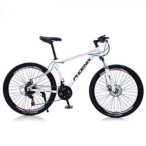 Mountain Bike : JHKGY Mountain Bike 24 / 26 Inches, 27 Speeds Adult MTB, with Adjustable Seat, Spoke Wheel, Full Suspension Disc Brake Outdoor Bikes, for Men Women, pink, 26inch
