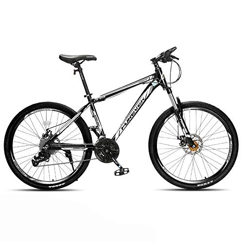 Mountain Bike : JHKGY Mountain Bike - Dual Disc Brake, 26 Inch Adults Mountain Trail Bike, Aluminum Alloy Bold Suspension Frame Bicycles, 27 Speed Mountain Bicycle, black